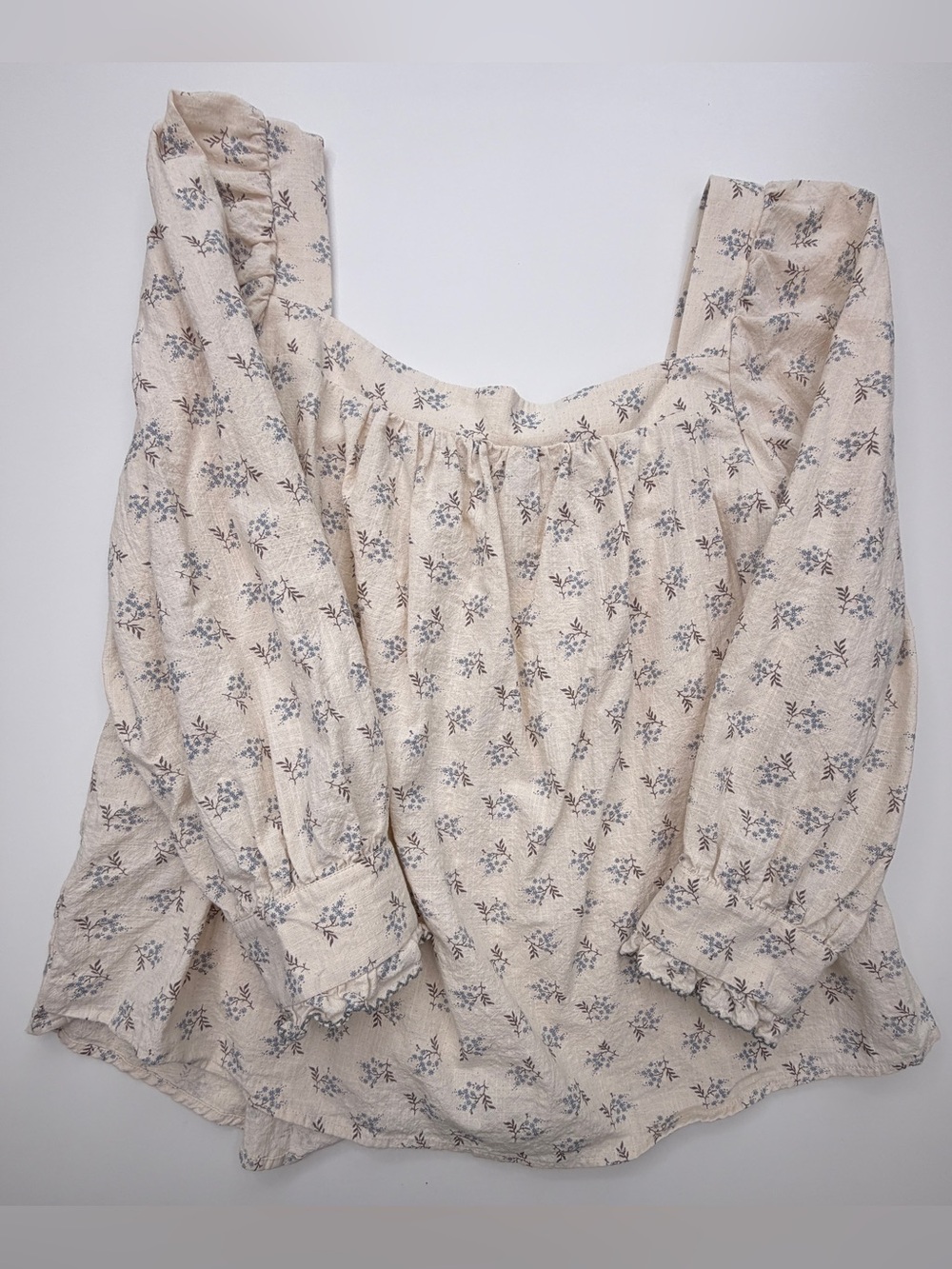 Women's Cream Floral Square-Neck Blouse - Picture 11 of 16